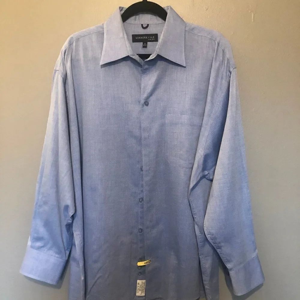 Kenneth Cole NY Blue Men's Dress Shirt 17 32-33 M2